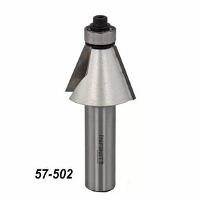Stainless steel chamfer router bit for woodworking, straight shank, part number 57-502