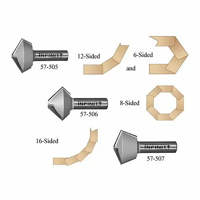 Infinity Tools 1/2" Shank Bird's Mouth Router Bits