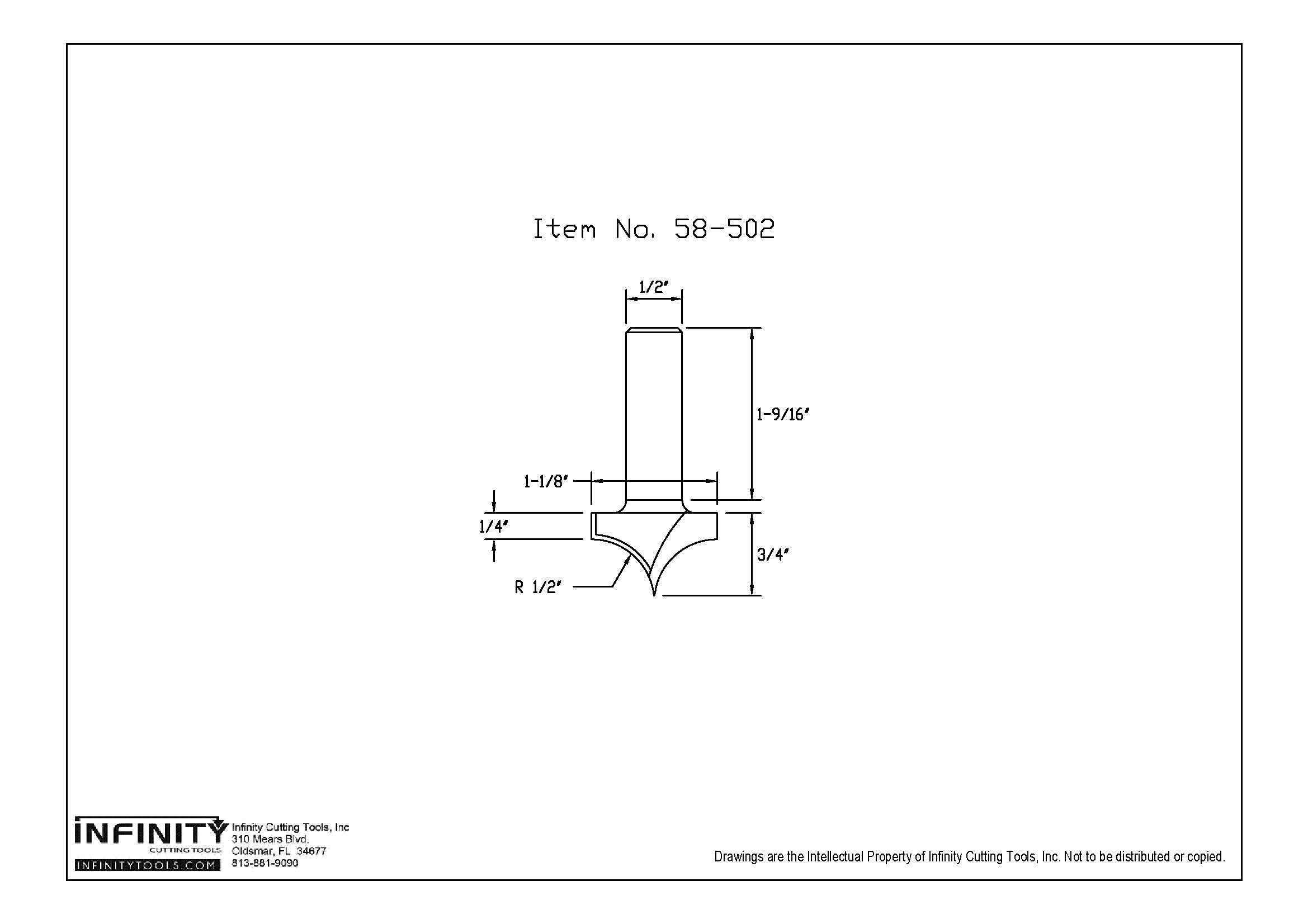 Infinity Tools 1/2" Shank Radius Grooving Router Bit w/ Bearing