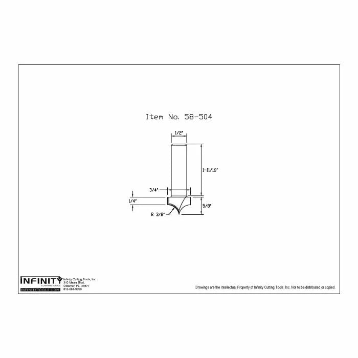 Infinity Tools 1/2" Shank Radius Grooving Router Bit