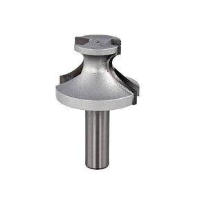 Carbide-tipped router bit with roundover profile for woodworking precision cutting