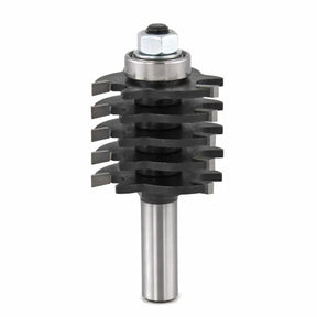 Stacked dado router bit for woodworking, featuring multiple carbide cutting blades.