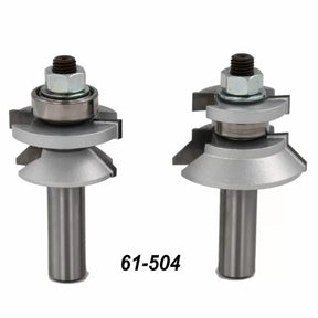 Cabinet door rail and stile router bit set with bearings for woodworking, model 61-504