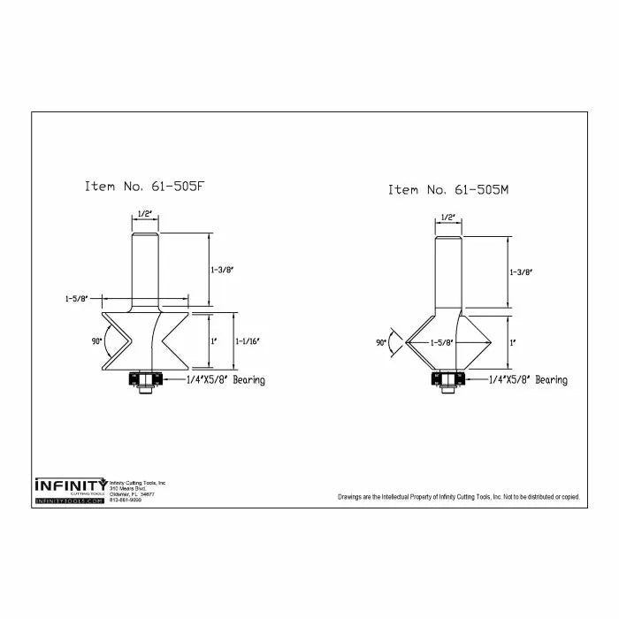 Infinity Tools 1/2" Shank Edge Banding Router Bits