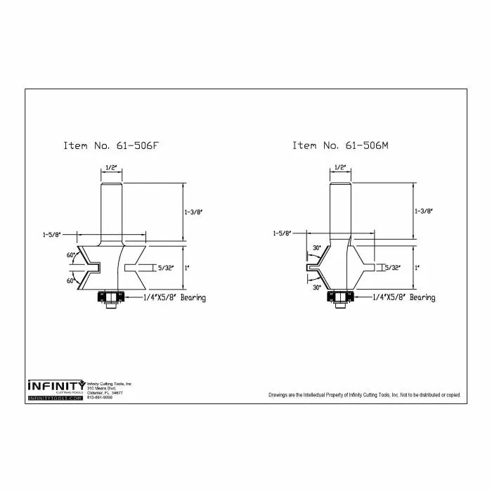 Infinity Tools 1/2" Shank Edge Banding Router Bits