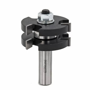 Slot cutter router bit for woodworking, metal shank with two black carbide cutting blades