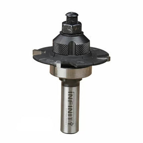 Carbide router bit with adjustable top, designed for precision woodworking cuts