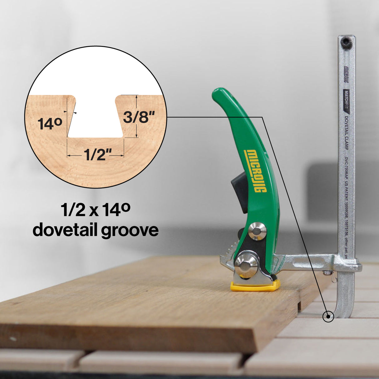 Abrazadera de trinquete MicroJIG con guía en T