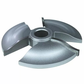 Four-wing carbide woodworking cutter head with central bore for router table use