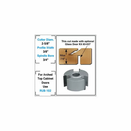 Carbide-tipped cabinet door router bit with specifications for woodworking cuts