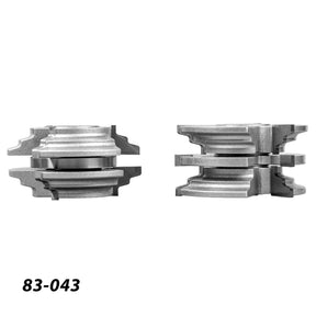 Art Deco shaper cutter set with two intricately shaped steel cutters on white background