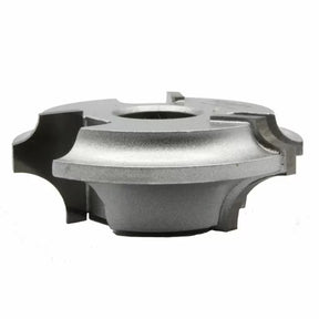 Carbide-tipped woodworking cutter head for shaper, silver, isolated on white background