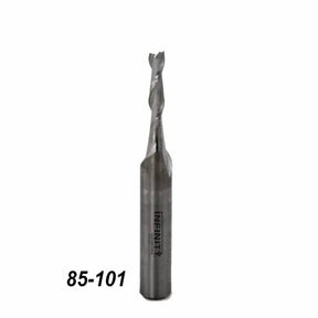Straight flute spiral router bit for woodworking, product number 85-101 on white background