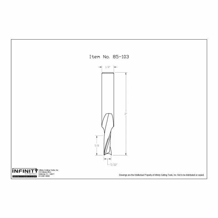 Brocas de corte ascendente en espiral de carburo sólido con vástago de 1/4" de Infinity Tools