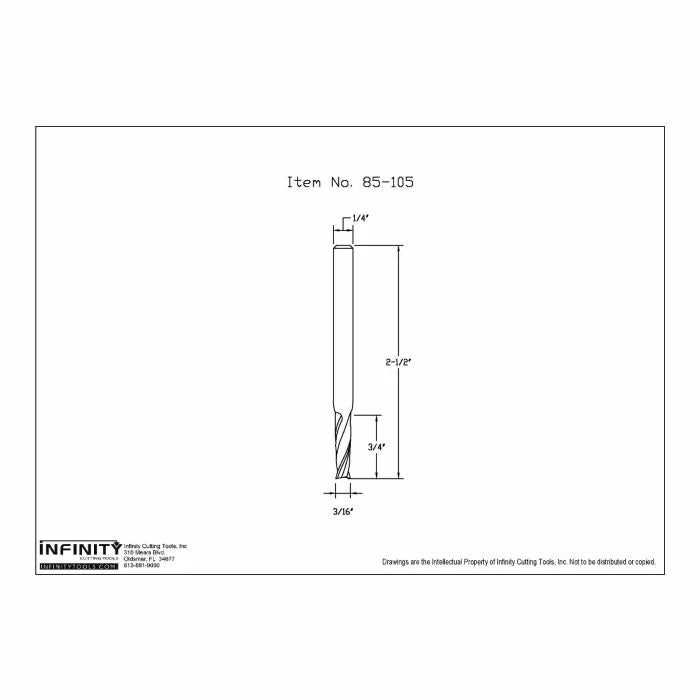 Brocas de corte ascendente en espiral de carburo sólido con vástago de 1/4" de Infinity Tools