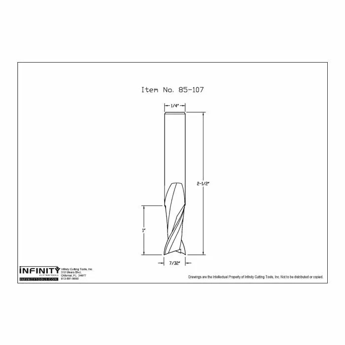 Brocas de corte ascendente en espiral de carburo sólido con vástago de 1/4" de Infinity Tools