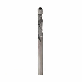 Straight flute router bit with spiral cutting edge for woodworking, isolated on white background.