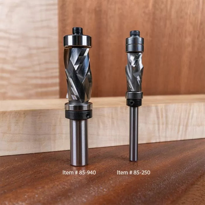 Solid Carbide Compression Router Bits with Dual Bearings