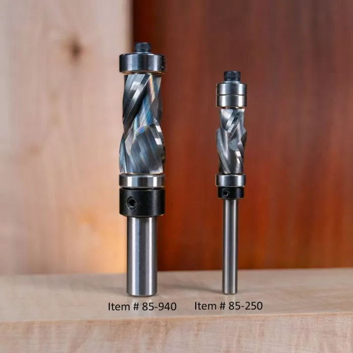 Solid Carbide Compression Router Bits with Dual Bearings