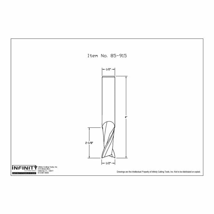 Infinity Tools 1/2" Shank Solid Carbide Spiral Upcut Router Bits