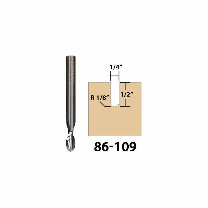 Infinity Tools 1/4" Shank Ball-Nose Up-Cut Spiral Solid Carbide CNC Router Bit