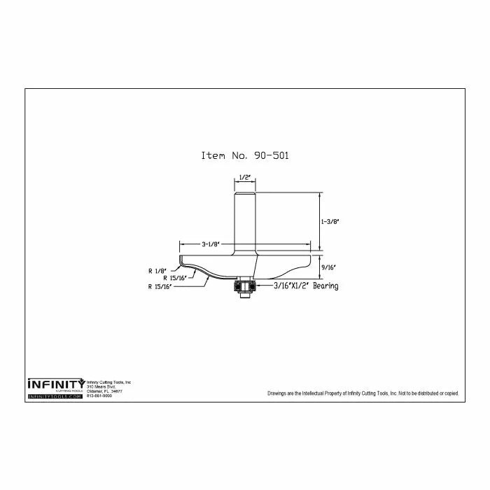 Infinity Tools 1/2" Shank Horizontal Raised Panel Router Bits