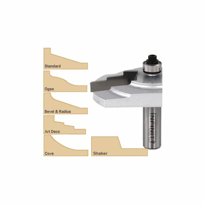 Infinity Tools 1/2" Shank Horizontal Raised Panel Router Bits