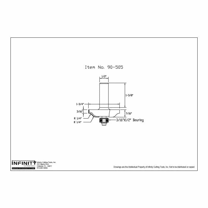 Infinity Tools 1/2" Shank Horizontal Raised Panel Router Bits