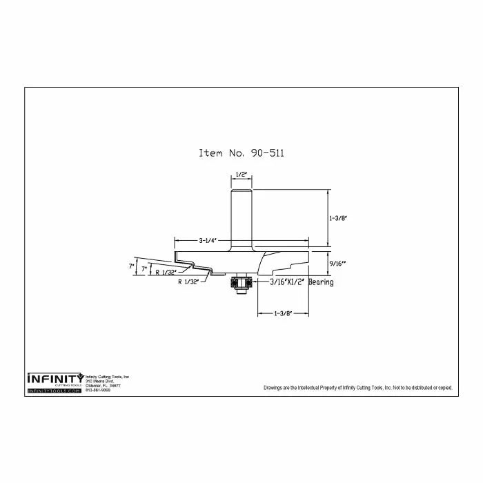 Infinity Tools 1/2" Shank Horizontal Raised Panel Router Bits