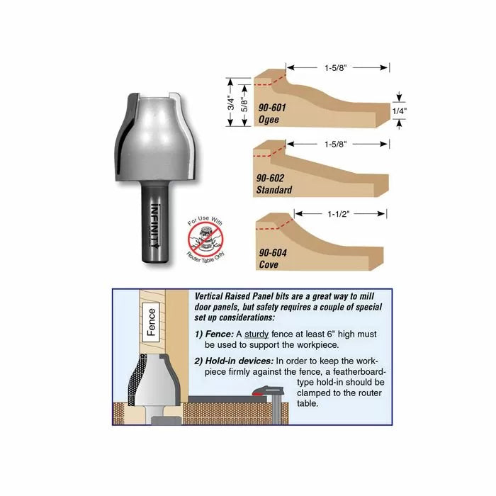 Infinity Tools 1/2" Shank Vertical Raised Panel Router Bits