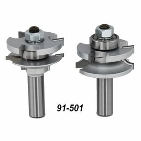 Carbide-tipped rail and stile router bit set for woodworking, model 91-501