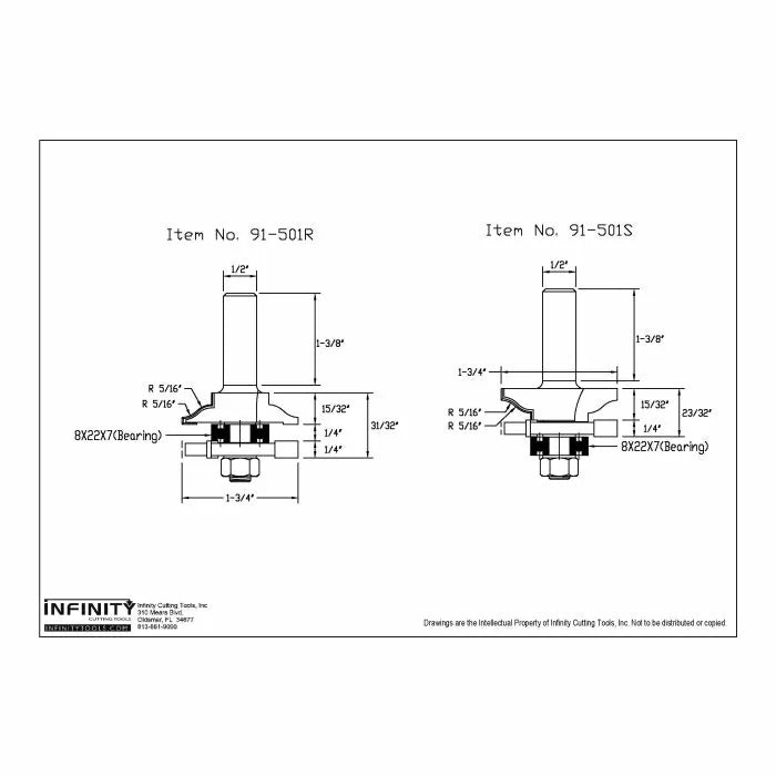 Infinity Tools 1/2" Shank Matched Rail & Stile Router Bits