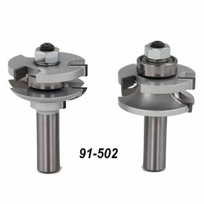 Cabinet door rail and stile router bit set with ball bearing guides, model 91-502