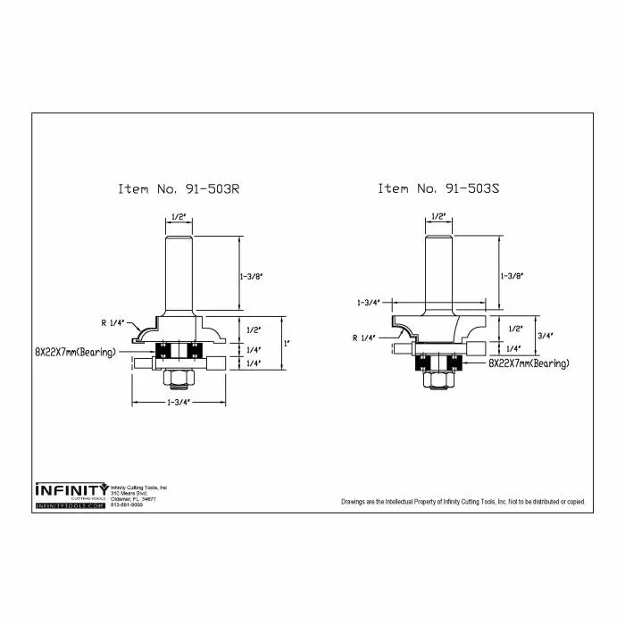 Infinity Tools 1/2" Shank Matched Rail & Stile Router Bits