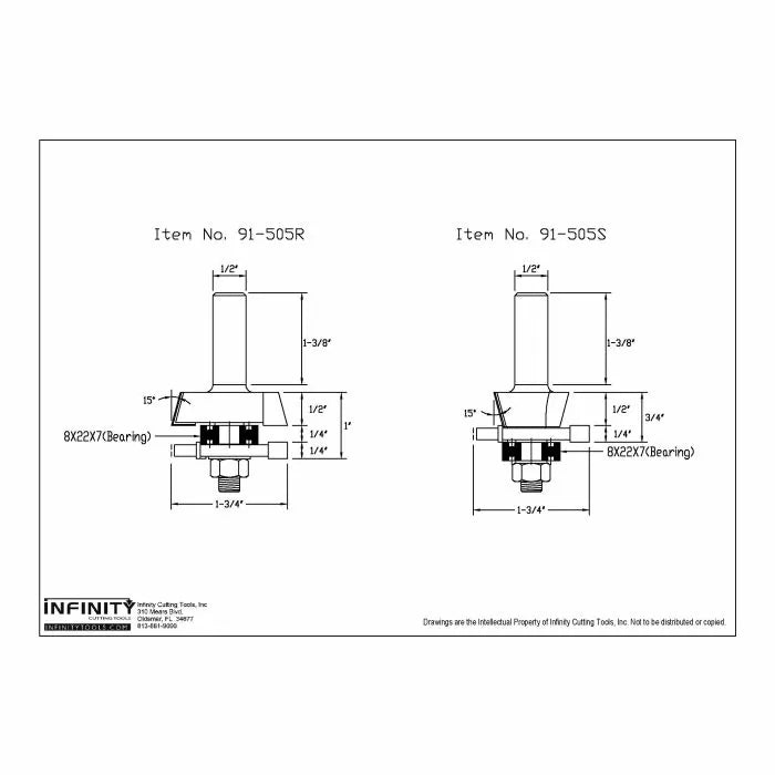 Infinity Tools 1/2" Shank Matched Rail & Stile Router Bits