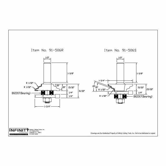 Infinity Tools 1/2" Shank Matched Rail & Stile Router Bits