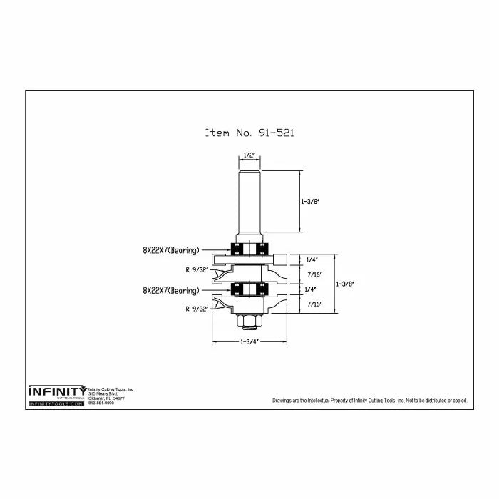 Infinity Tools 1/2" Shank 1-Pc. Rail & Stile Router Bit