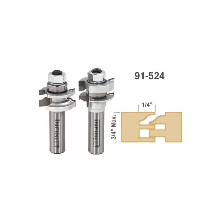 Infinity Tools 1/2" Shank Mini Rail & Stile Matched Router Bit Set