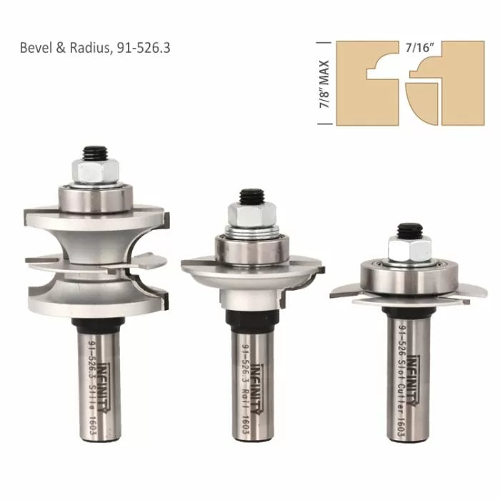 Infinity Tools 1/2" Shank 3-Pc. Ultimate Glass Door Making Router Bit Set