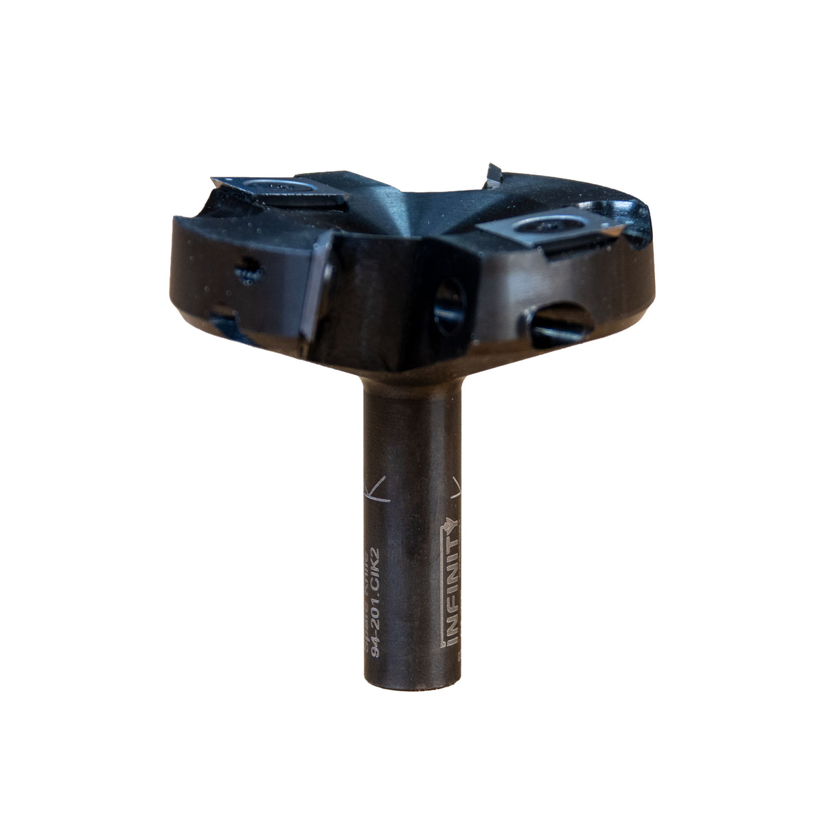 Infinity Tools Insert-Pro Spoilboard Surfacing and Rabbeting 2+2 Design Fly Cutter Left Side View