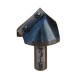 Insert Pro V-Groove 90 Degree Router Bit three quarter top down view showing router bit blade.