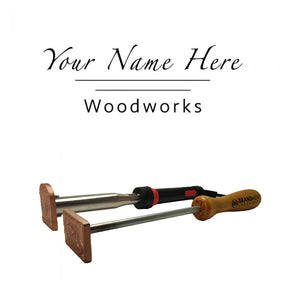 Custom wood branding irons with copper heads and ergonomic handles for woodworking projects