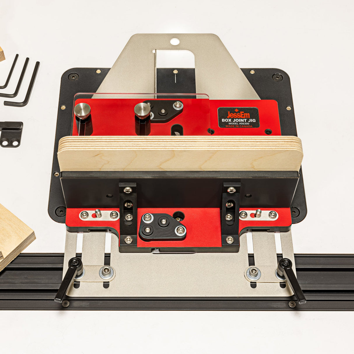 Woodworking router table with 'Joem' branding on a white background