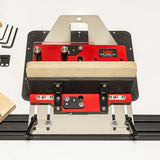 Woodworking router table with 'Joem' branding on a white background