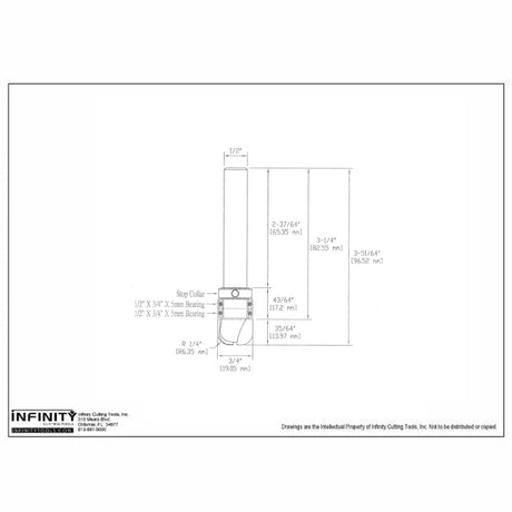 Infinity Tools 1/2" Shank Deep Reach Bowl & Tray Router Bit w/ Bearing