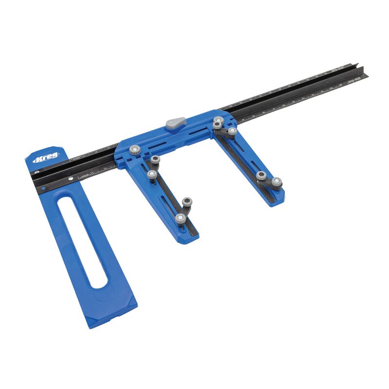 Blue and black metal tool on a white background