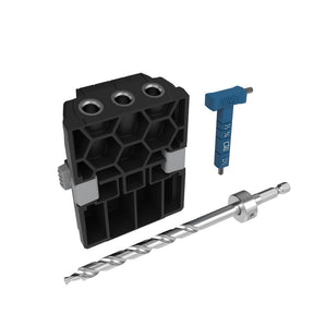 Pocket hole jig kit with drill bit and depth collar for woodworking joinery
