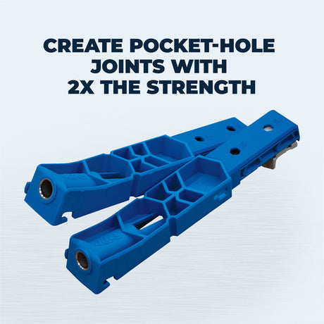 Blue pocket-hole jig tool for woodworking, ideal for creating strong joints