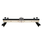 Router table fence with adjustable aluminum and wood construction, dust port center