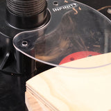 Saw dust being pulled into the nautilus dust guard
